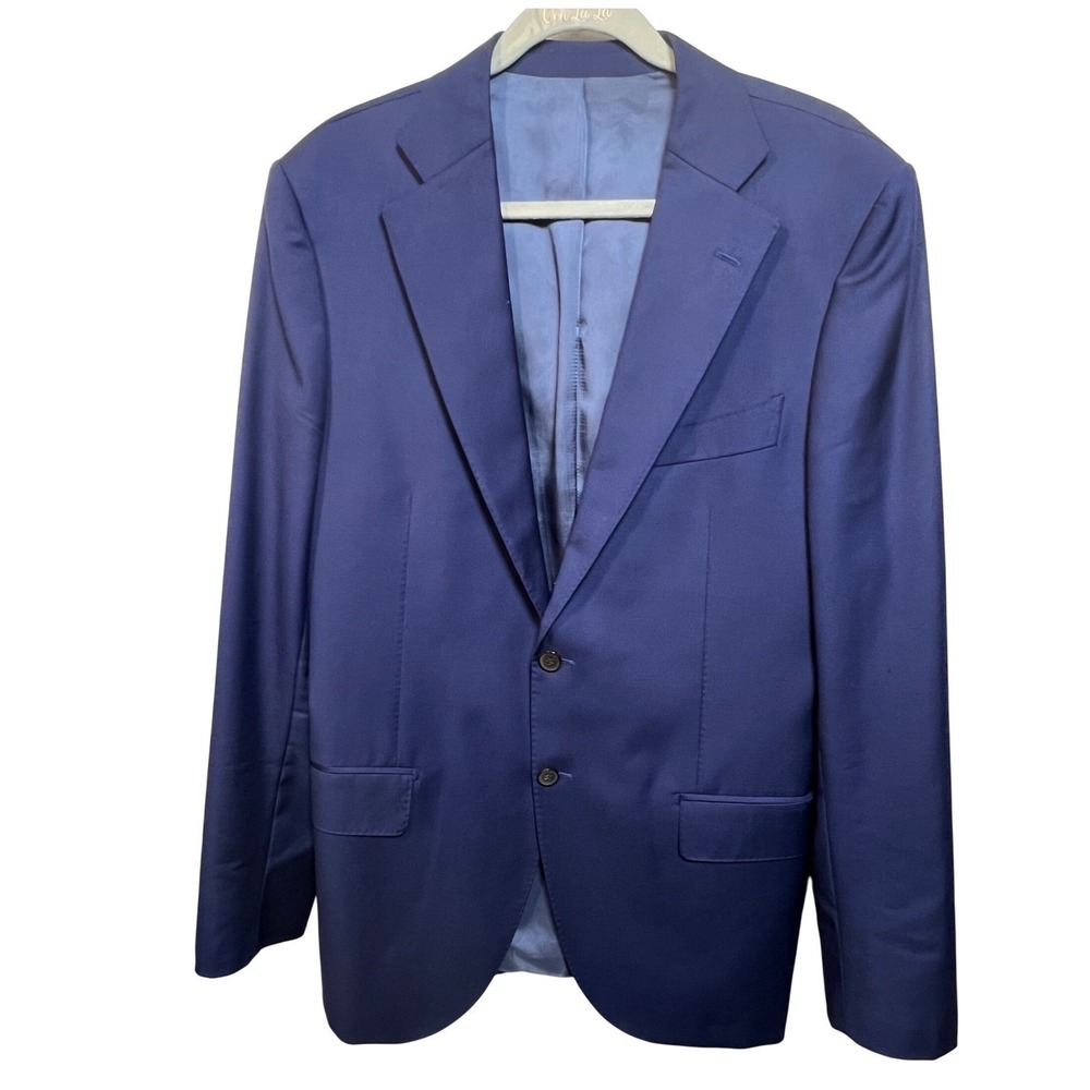 Suitsupply Mens Blazer Lazio 44L Blue 100% Wool Single Breasted Suit Jacket